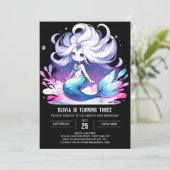 Dreamy Underwater Mermaid Birthday Einladung (Stehend Vorderseite)