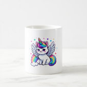 Dreamy Unicorn Cat mit funkelnden Flügeln Kaffeetasse (Mittel)
