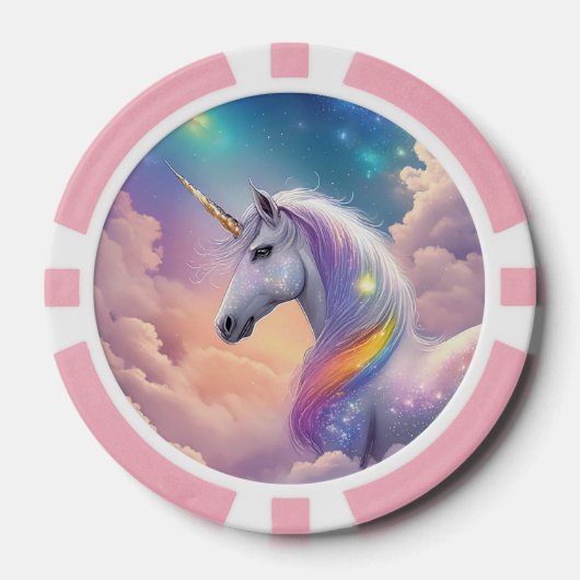 Dreamy Unicorn Glitzer Pastel Galaxy Kosmische Wol Pokerchips (Vorderseite)