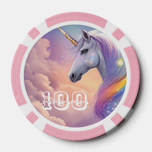 Dreamy Unicorn Glitzer Pastel Galaxy Kosmische Wol Pokerchips (Rückseite)