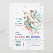 Dreamy Unicorn Ride Princess Girl Birthday Party Einladung (Vorne/Hinten)