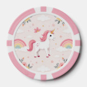 Dreamy Unicorns, Regenbogen, Blume, Glück Pokerchips (Vorderseite)