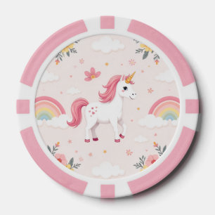 Dreamy Unicorns, Regenbogen, Blume, Glück Pokerchips