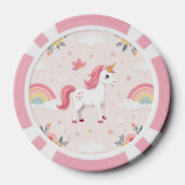 Dreamy Unicorns, Regenbogen, Blume, Glück Pokerchips (Rückseite)