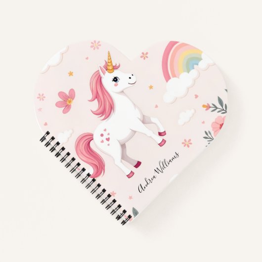 Dreamy Unicorns, Regenbogen, Blume, Herz Notizblock (Vorderseite)