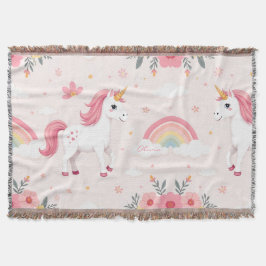 Dreamy Unicorns, Regenbogen, Blume, Niedlich Decke