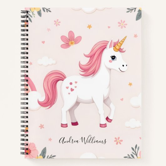 Dreamy Unicorns, Regenbogen, Blume, Niedlich Notizblock (Vorderseite)