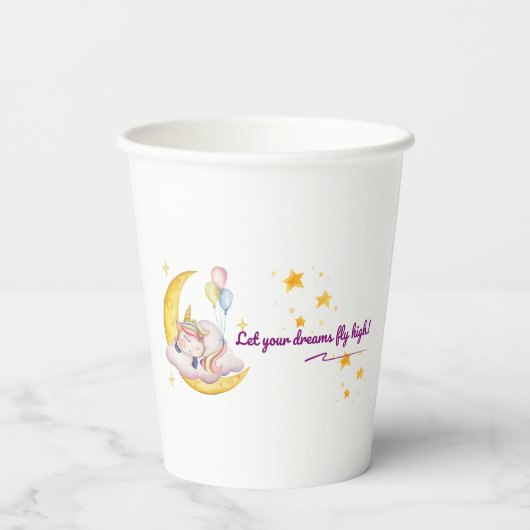 🌙 Dreamy Unicory Paper Cup ✨ 🎈 Pappbecher (Rückseite)