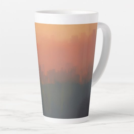Dreamy Urban Mist – Abstract Cityscape Mug Milchtasse (Rechte Ecke)