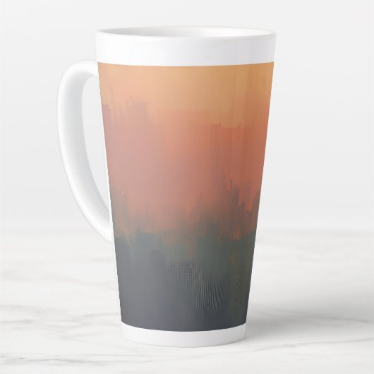 Dreamy Urban Mist – Abstract Cityscape Mug Milchtasse (Linke Ecke)