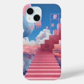 Dreamy Vaporwave Staircase iPhone 15 Case (Rückseite)