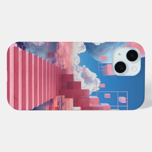 Dreamy Vaporwave Staircase iPhone 15 Case (Rückseite (Horizontal))