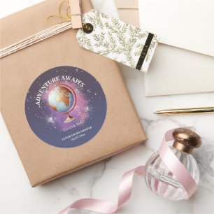 Dreamy Watercolor Adventure erwartet Baby Shower Runder Aufkleber