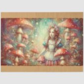 Dreamy Watercolor Alice and Mushrooms Decoupage Seidenpapier (Vorderseite)