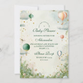 Dreamy Watercolor Balloon Babydusche Einladung (Vorderseite)