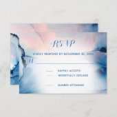 *~* Dreamy Watercolor Blues Pinks Trendy Modern RSVP Karte (Vorne/Hinten)