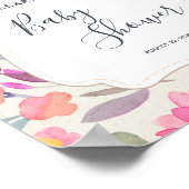 Dreamy Watercolor Floral | Babydusche Begrüßung Poster (Ecke)