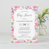 Dreamy Watercolor Floral | Babydusche Einladung (Stehend Vorderseite)