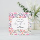 Dreamy Watercolor Floral | Babydusche Vielen Dank Dankeskarte (Stehend Vorderseite)