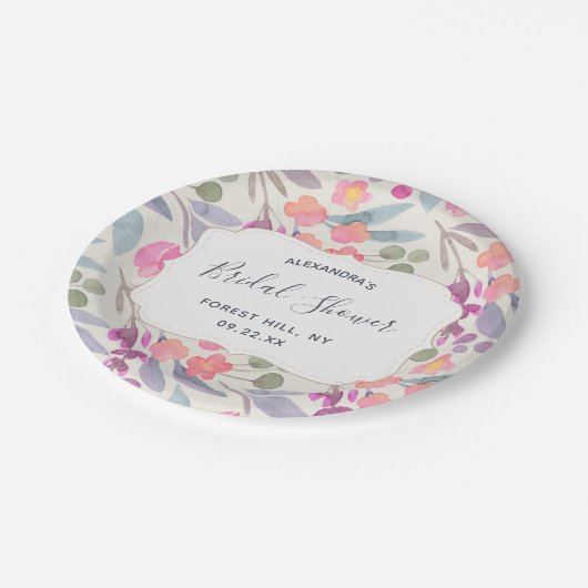 Dreamy Watercolor Floral | BRAUTPARTY Pappteller (Schrägansicht)