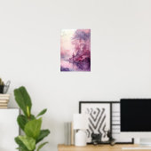Dreamy Watercolor Forest in Rose Hues Poster (Heimbüro)