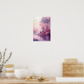 Dreamy Watercolor Forest in Rose Hues Poster (Küche)