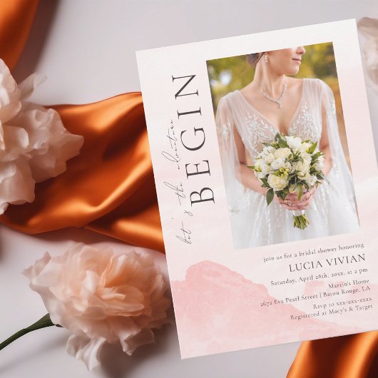 Dreamy Watercolor Foto Brautparty Einladung