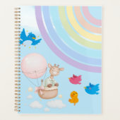 Dreamy Watercolor Giraffe in Hot Air Balloon with Planer (Vorderseite)