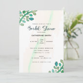 Dreamy Watercolor Grünes Brautparty Einladung (Stehend Vorderseite)