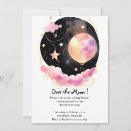 Dreamy Watercolor Kinderdusche: Mond & Stars Einladung
