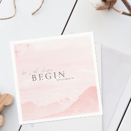 Dreamy Watercolor Mountain Blush Pink Wedding Serviette