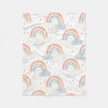 Dreamy Watercolor Pastel Nursery Blanket | Rainbow