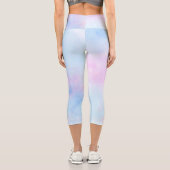 Dreamy Watercolor Pink Blau Türkis Capri Leggings (Rückseite)