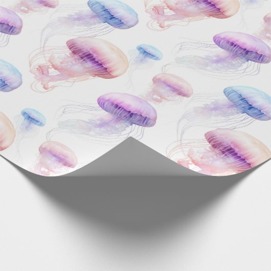 Dreamy Watercolor Quellyfish Geschenkwrake Geschenkpapier (Ecke)