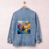 Dreamy Watercolor Sailboats Denim Jacket Jeansjacke (Hangar)