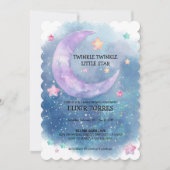 Dreamy Watercolor Twinkle Little Star Baby Dusche Einladung (Vorderseite)