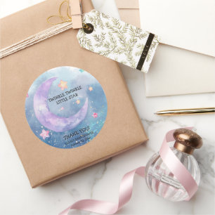 Dreamy Watercolor Twinkle Little Star Baby Dusche Runder Aufkleber
