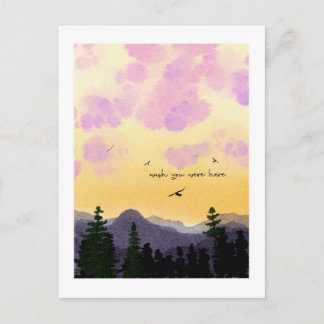 Dreamy Watercolor “Wish You Were Here” Postcard  Postkarte