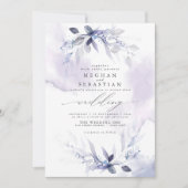Dreamy Wedding Watercolor Plum Einladung (Vorderseite)