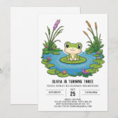 Dreamy Whimsical Frog Digital Geburtstag Einladung (Vorne/Hinten)