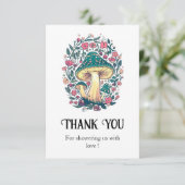 Dreamy Whimsical Mushroom Baby Dusche Dankeskarte (Stehend Vorderseite)