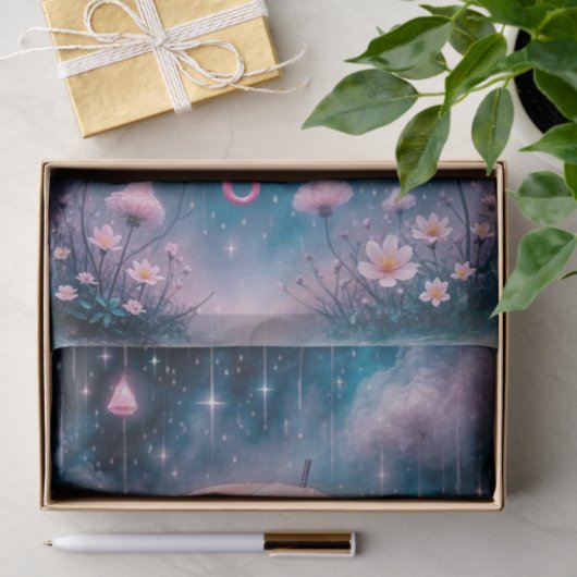 Dreamy Whimsical Pink Umbrella Decoupage Papier (Geschenk)