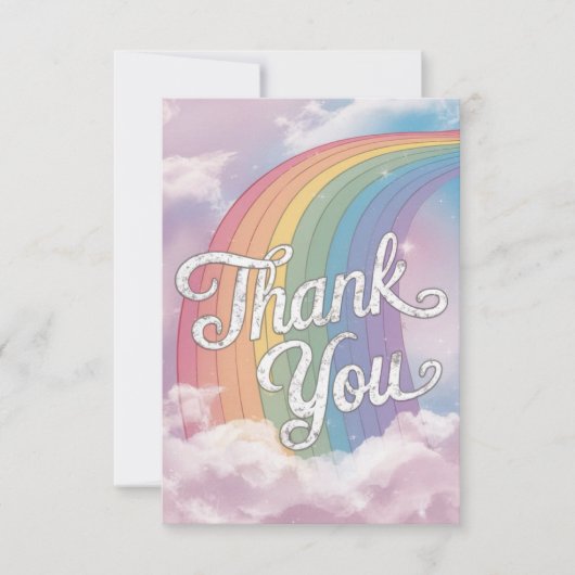 Dreamy Whimsical Rainbow and Clouds Dankeskarte (Vorderseite)