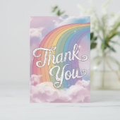 Dreamy Whimsical Rainbow and Clouds Dankeskarte (Stehend Vorderseite)