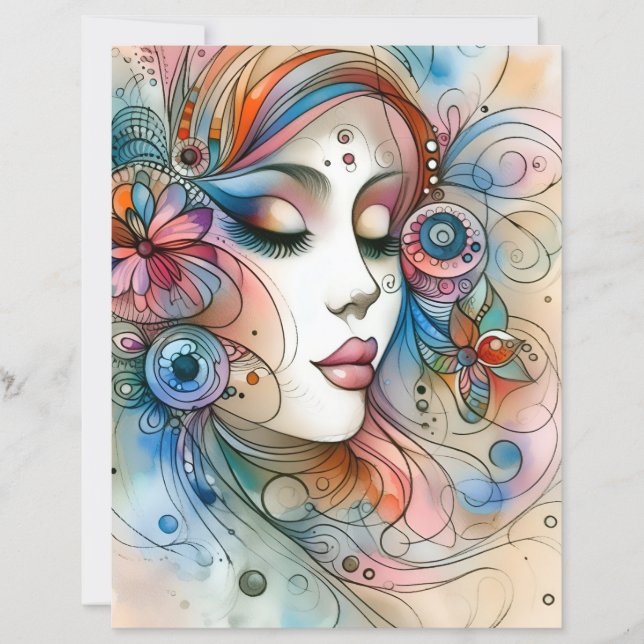 Dreamy Whimsical Woman Scrapbook Paper (Vorderseite)