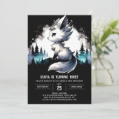 Dreamy Whimsy Wolf Birthday Einladung (Stehend Vorderseite)