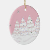 Dreamy White Christmas Trees Keramikornament (Rechts)