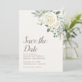 Dreamy White Floral Save the Date (Stehend Vorderseite)