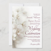 Dreamy White Orchids Elegante Burgundy Wedding Einladung (Vorderseite)