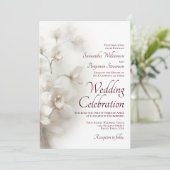 Dreamy White Orchids Elegante Burgundy Wedding Einladung (Stehend Vorderseite)